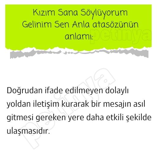 Kızım Sana Söylüyorum Gelinim Sen Anla atasözünün anlamı