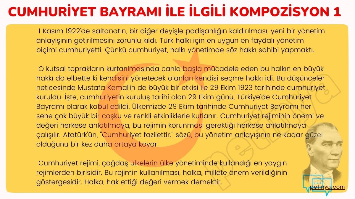 Cumhuriyet Bayramı ile İlgili Kompozisyon 1