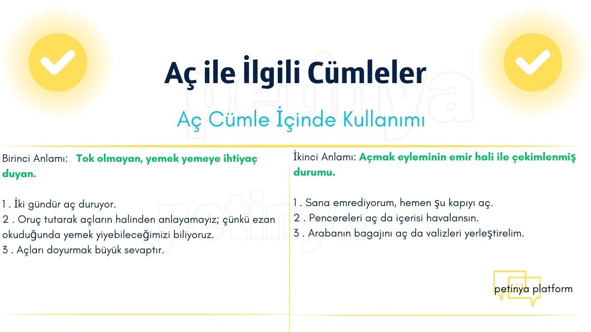 Aç Kelimesi ile İlgili Cümleler