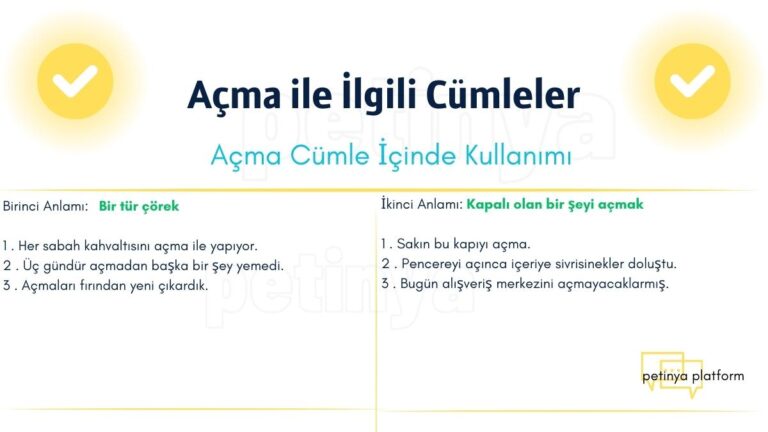 Açma Kelimesi ile İlgili Cümleler