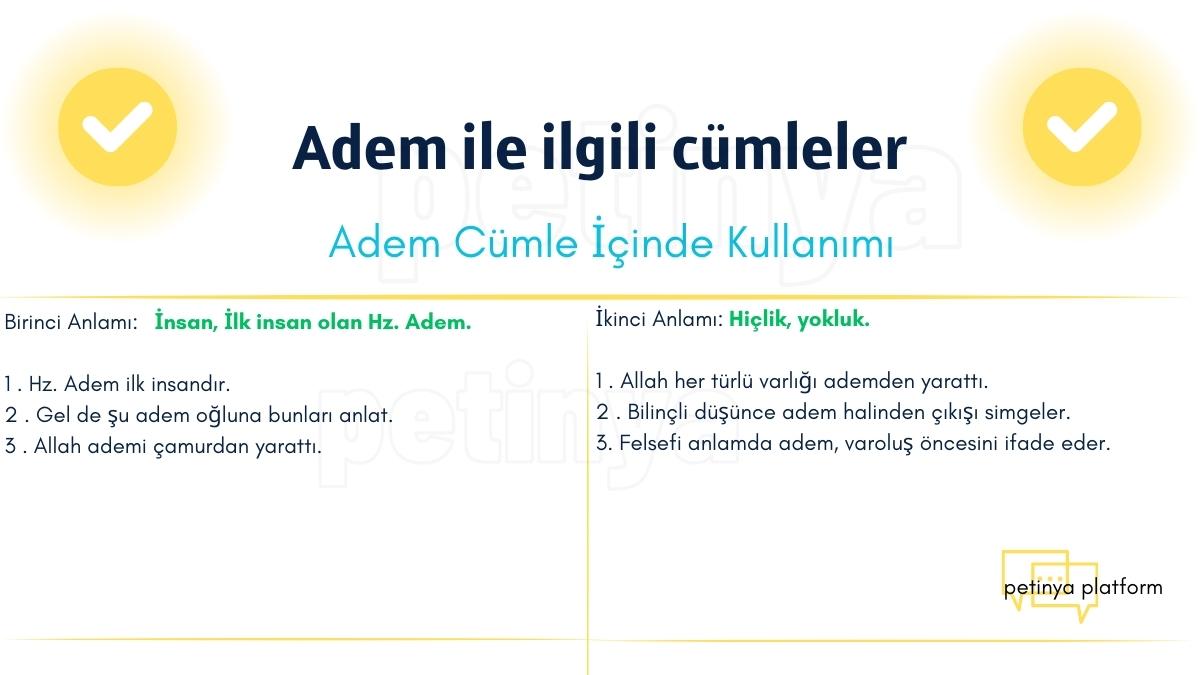 Adem Kelimesi ile İlgili Cümleler