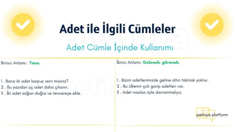 Adet Kelimesi ile İlgili Cümleler