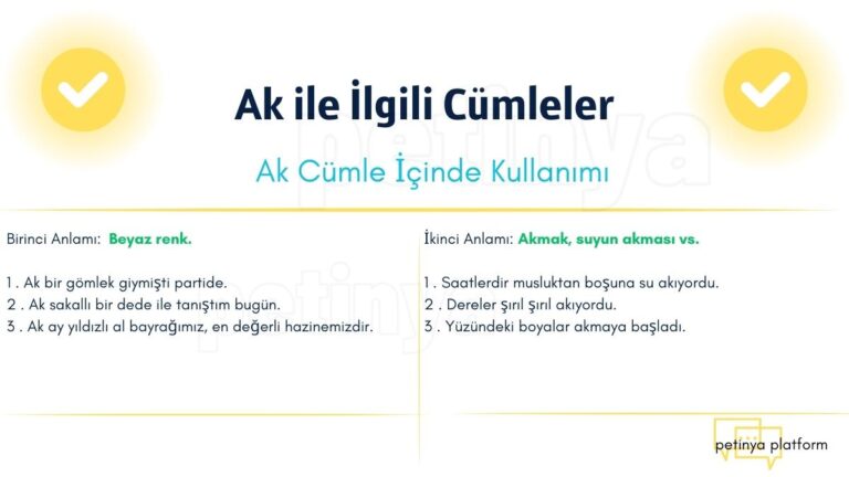 Ak Kelimesi ile İlgili Cümleler