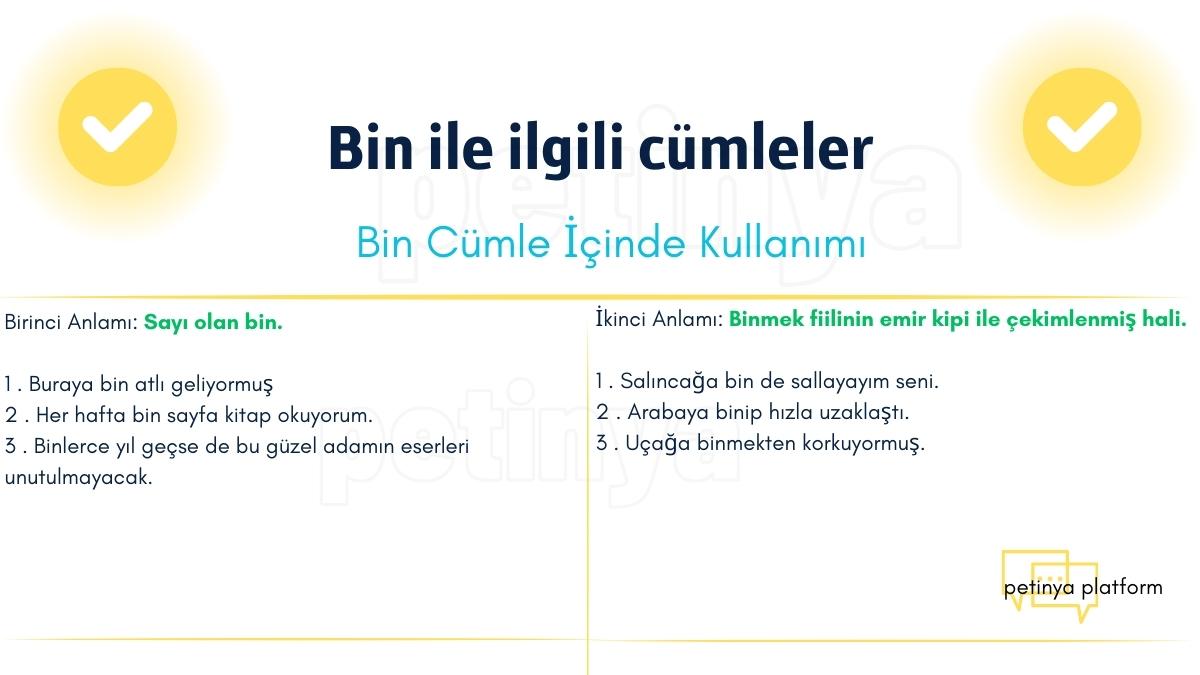 Bin Kelimesi ile İlgili Cümleler