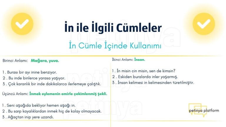 İn ile İlgili Cümleler