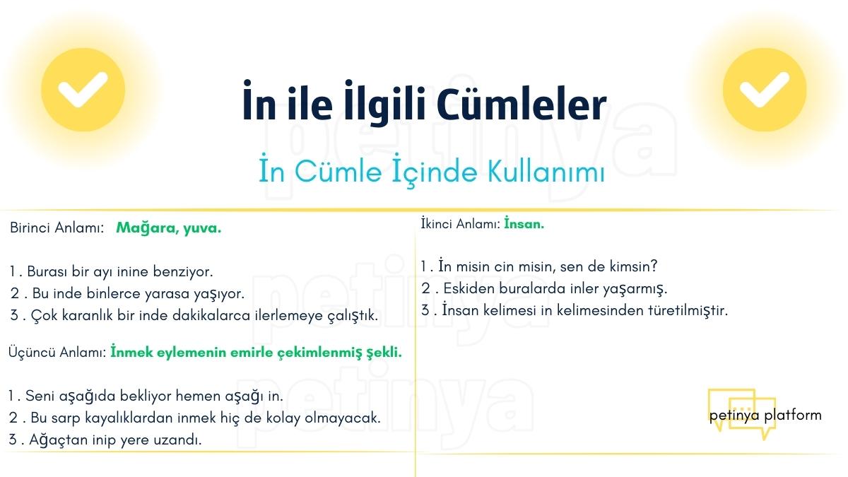 İn ile İlgili Cümleler