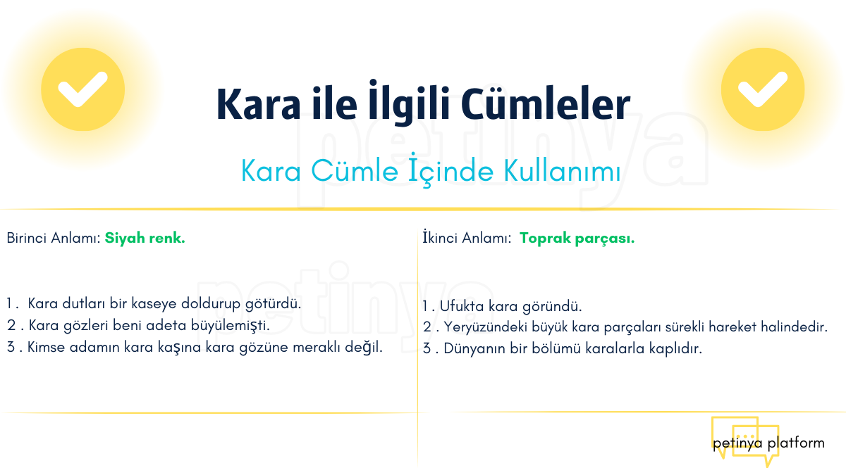 Kara ile İlgili Cümleler