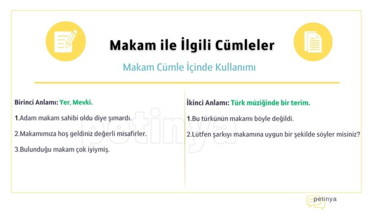 Makam ile ilgili cumleler