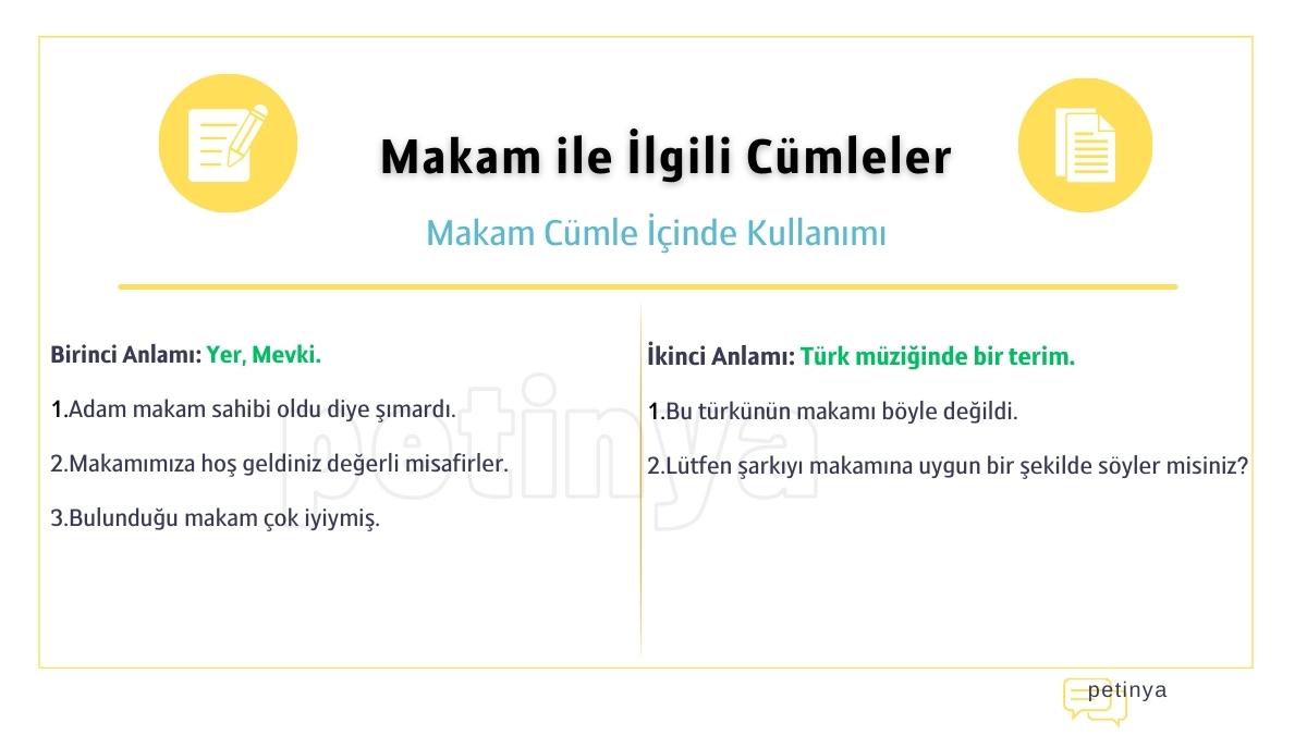 Makam ile ilgili cumleler