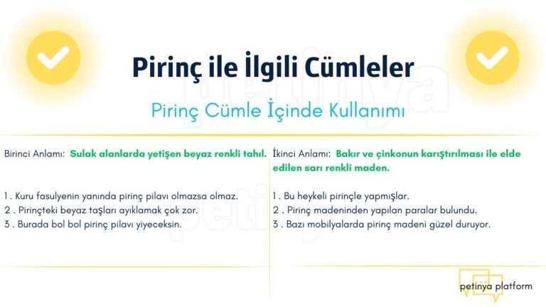 Pirinç ile İlgili Cümleler