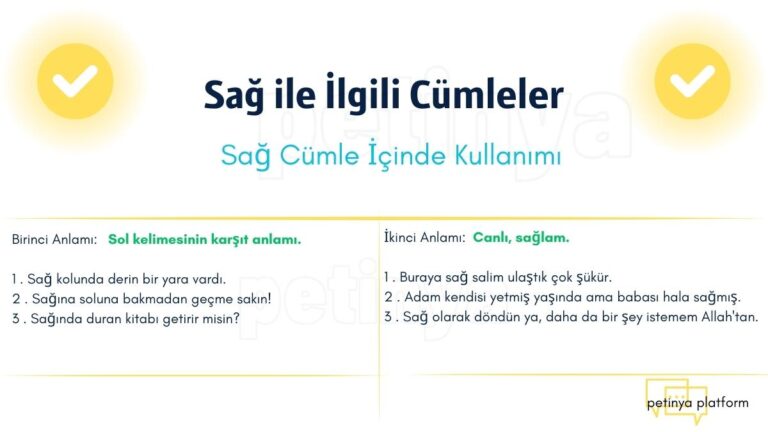 Sağ ile İlgili Cümleler