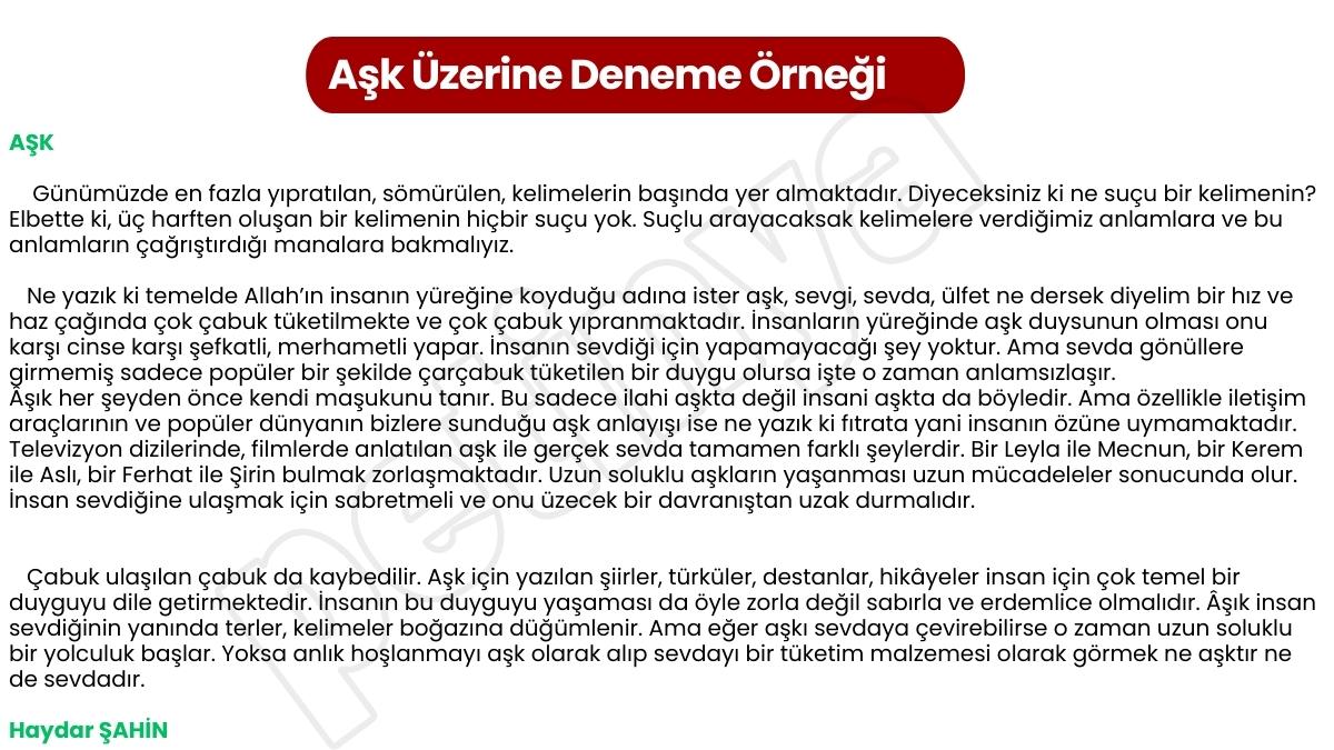 Aşk Deneme Yazısı