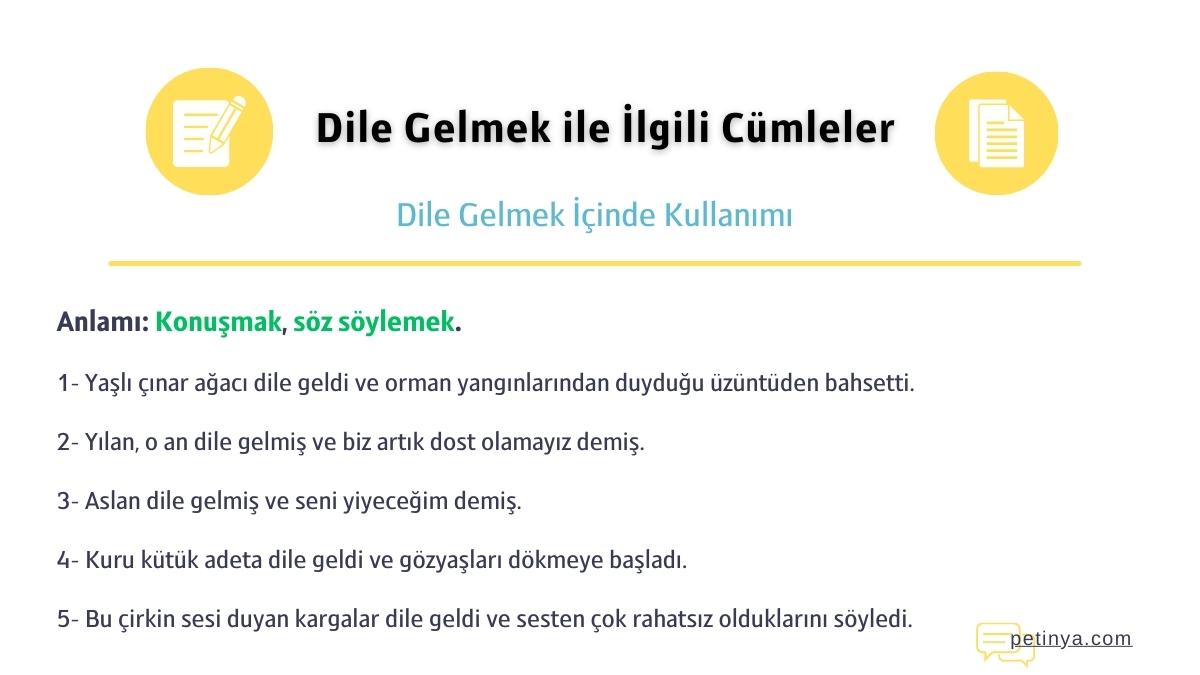 dile gelmek ile ilgili cumleler