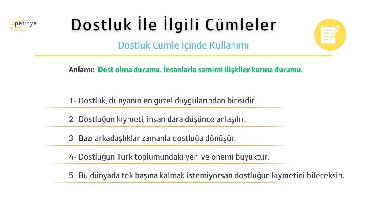 dostluk ile ilgili cumleler