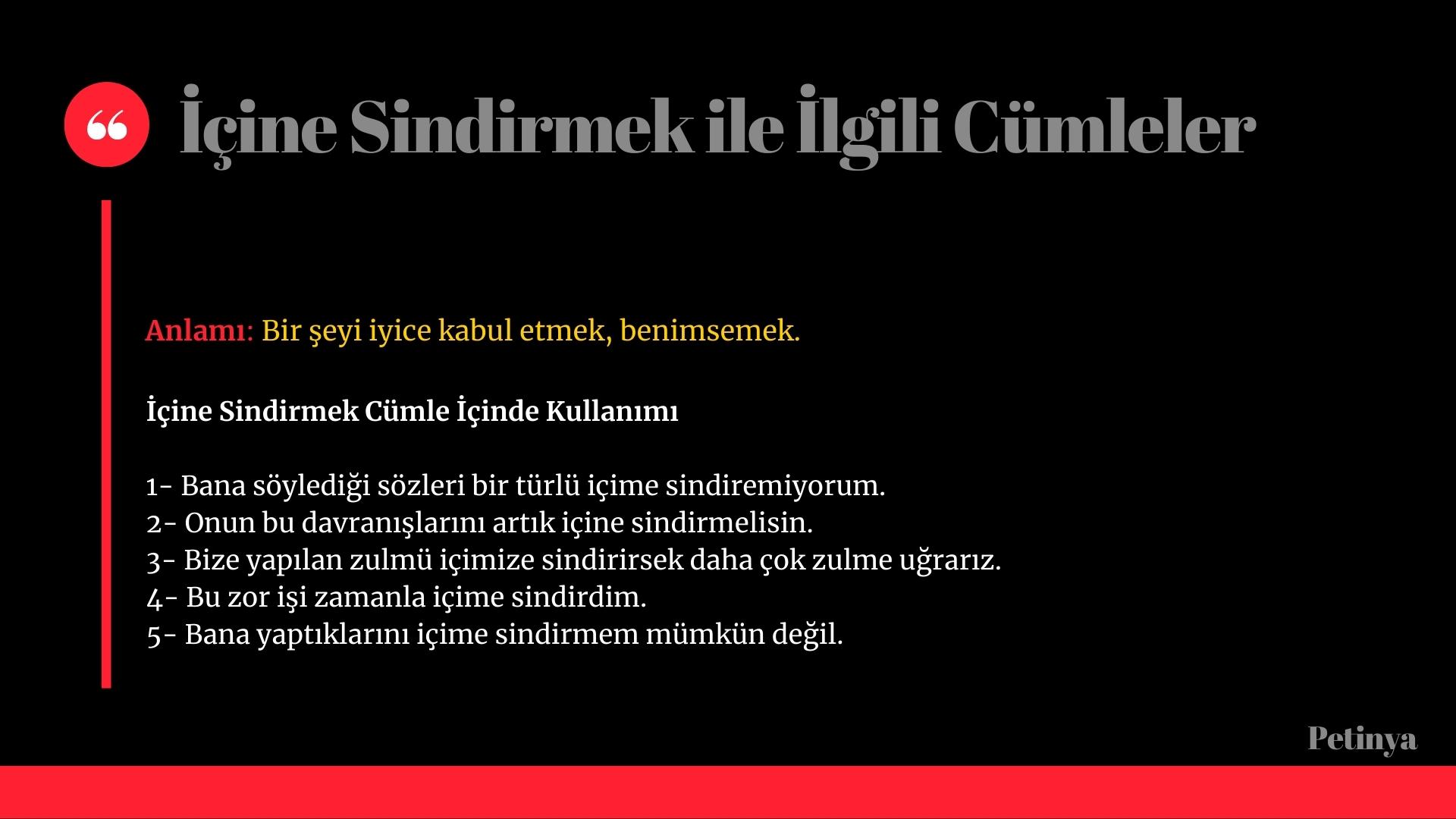 icine sindirmek ile ilgili cumleler