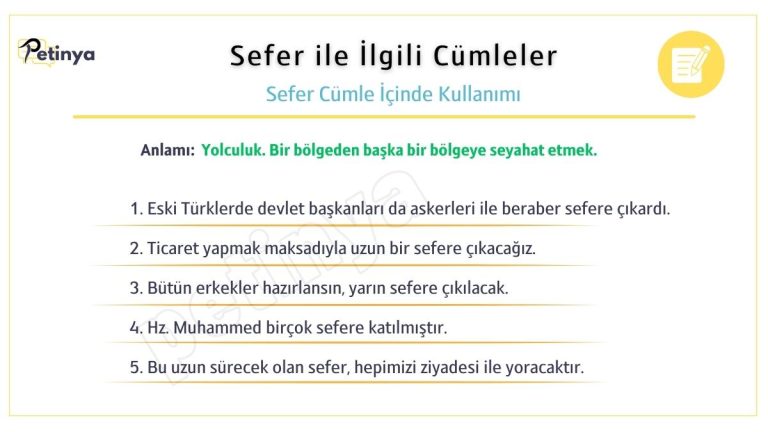 sefer ile ilgili cumleler