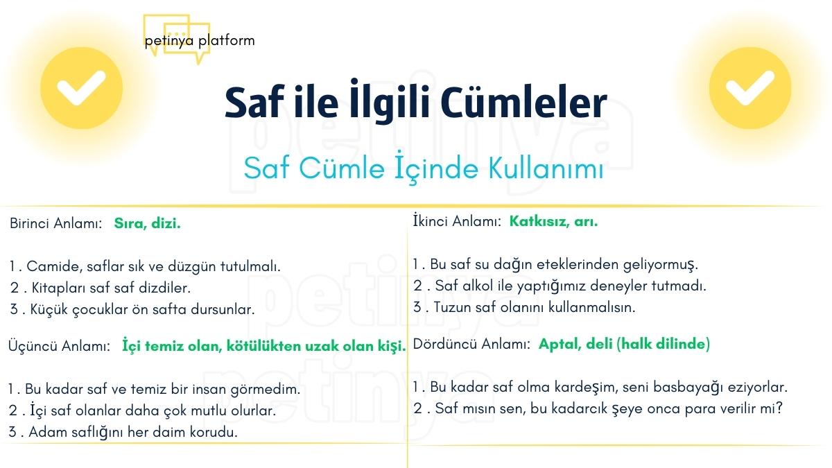 Saf ile İlgili Cümleler